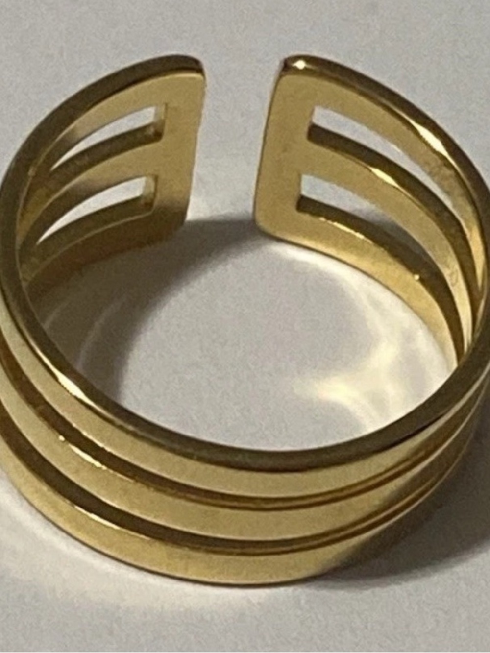 Modern Triple-Band Open Ring in Gold